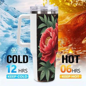 Gobelet isotherme en acier inoxydable 40oz avec motif pivoine rouge pour usage quotidien - Product Image 6