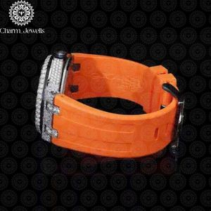 Charm_Jewells Montre de sport en silicone orange, boîtier en acier inoxydable, mouvement à quartz, fermoir à boucle, bracelet de 24 mm, unisexe - Product Image 3