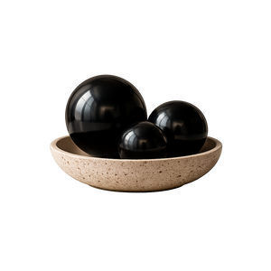 Ensemble d'orbites décoratives noires en travertin, décoration moderne pour la maison - Product Image 1