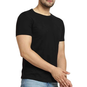 Camiseta para hombre, lisa, negra, de verano, mezcla de algodón - Product Image 1