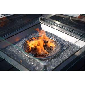 Ensemble de meubles de patio en rotin 9 pièces pour l'extérieur avec foyer au gaz, table ronde et fauteuils - Product Image 5