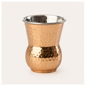 Handmade Hammered <b>Copper</b> Matka Glass with Stainless Steel Double Layered Ayurvedic Drinkware for Home Hotel & Restaurant - Product Image 1