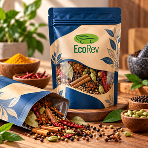 EcoRev Premium Spice Mix Stand <b>Pouch</b> Resealable Zipper Top Recyclable Food Grade BOPP/VMCPP Laminated Packaging ECO64 Model Made - Product Image 6