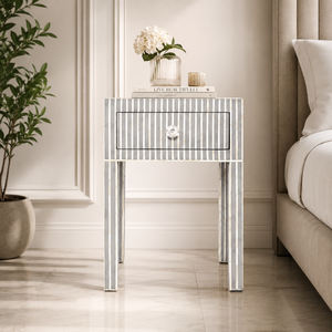 Modern Adjustable Bone Inlay Nightstand with <b>Single</b> Drawer for Bedroom Living Room Farmhouse & Hotel Use - Product Image 1