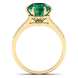 REYES High Quality 14K Solid Gold IGI Certified Diamond Solitaire <b>Ring</b> Round Cut 2.75Ct Emerald Gemstone Wedding Fine Jewelry - Product Image 4