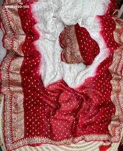 Sari en viscose georgette de qualité supérieure avec broderie Butti sur toute la surface - Bordure et dentelle jacquard tissées - Mode féminine - Product Image 6