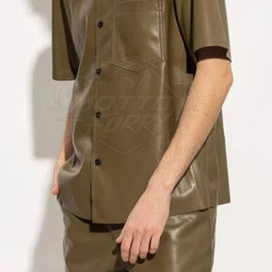 High Quality Men's <b>Leather</b> <b>Shirts</b> Premium Soft Breathable Eco-Friendly Durable Material Modern Fashion Casual Wear - Product Image 5