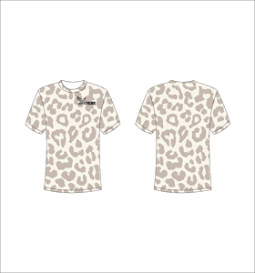 Camiseta Deportiva Ligera de Manga Corta Sublimada Personalizada con Estampado de Leopardo Beige y Blanco, Venta al Por Mayor - Product Image 1