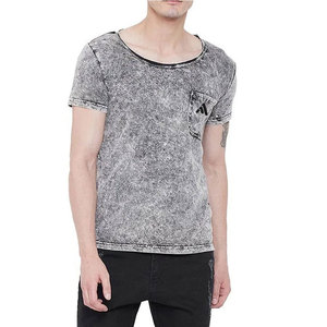 เสื้อยืดผู้ชายแบบฟอกสี 100% ผ้าฝ้าย ทรงลำลอง แขนสั้น เป็นมิตรกับสิ่งแวดล้อม ระบายอากาศได้ดี ขายส่ง รับสกรีนโลโก้ - Product Image 2