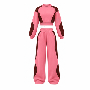 Women's Winter Knitted Casual Crop <b>Top</b> Solid Hooded Jacket Hoodies & <b>Trouser</b> Two Piece <b>Set</b> Zip 100% Cotton Crew neck <b>Top</b> Pant - Product Image 1