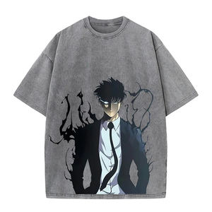 Camiseta Oversize Vintage de Algodón 100% de Alto Gramaje con Hombros Caídos, Lavado Ácido, Tejida, Tallas Grandes para Hombre al por Mayor - Product Image 1