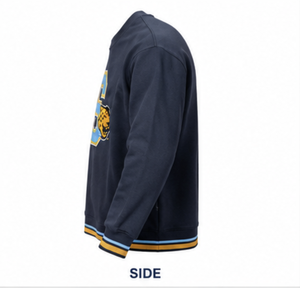 Sudadera de cuello redondo para mujer de Southern University con logo de la letra S bordado, ribete azul y dorado, corte regular, 100% algodón. - Product Image 5