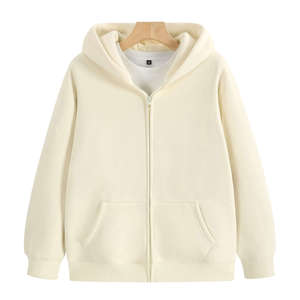 Unisex colorful Hooded Zipper Sweatshirt Solid Color Casual Knitted Cotton Regular Fit Autumn Wear With Pocket - Product Image 3