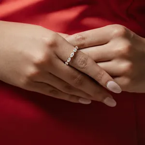Marquise Cut Diamond Half Eternity <b>Ring</b> Royal Diamond <b>Ring</b> Unique Diamond Band 14K Yellow Gold Diamond <b>Ring</b> From <b>Indian</b> Supplier - Product Image 6
