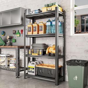 Scaffale Metallico a 4 Ripiani Regolabile Nero Multiuso per Garage, Soggiorno e Supermercato - Product Image 6