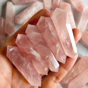 Beautiful Rose Quartz Double Terminated Pencil Point Natural Crystal <b>Pink</b> Gemstone Wire <b>Wrap</b> Pendant Stone Wholesale India Bulk - Product Image 1