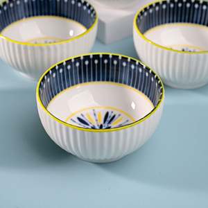 Bols en céramique peints à la main de qualité supérieure (lot de 4) – Écologiques, pour soupes et riz, logo personnalisable pour usage domestique - Product Image 2