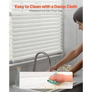 สีขาว2 "มู่ลี่และเฉดสีไม้ไร้สายเทียม34.5" W x 60 "H - Product Image 4