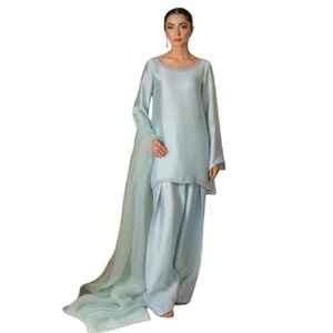 Precios Bajos, Diseños Personalizados, Vestido Shalwar Kameez Pakistaní de Diseñador, para Uso Diario, 100% Seda, Encaje Natural, Botones Digitales - Product Image 1