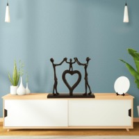 Sculpture métallique sur base en bois moderne, pièce d'art raffinée pour la maison, le salon, le bureau et la décoration de table, abstrait en bois