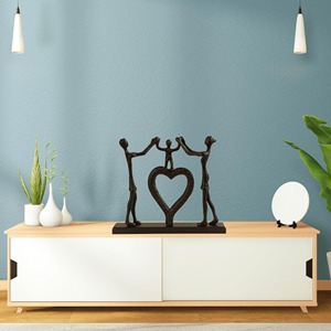 Escultura Metálica Moderna con Base de Madera, Pieza Artística Refinada para Decoración del Hogar, Sala de Estar, Oficina y Mesa, Estilo Abstracto en Madera - Product Image 2