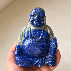 Estatua de Buda Sonriente de Lapislázuli Natural, Tallada a Mano, Buda de Cristal Azul, Decoración Feng Shui para el Hogar, Regalo de Meditación - Product Image 2