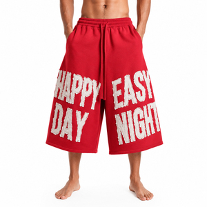 <b>Men</b> Drawstring Waist Baggy <b>Shorts</b> Distressed Embroidery <b>Long</b> Sweat <b>Shorts</b> <b>Men</b> 400 GSM Fleece <b>Long</b> <b>Shorts</b> Terry <b>Shorts</b> Oversized - Product Image 6