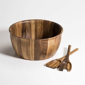Royal Look Classic Eco-Friendly Handcrafted Wooden Round Food Serving Bowl Salad Server for Home Restaurant Tabletop <b>Dinnerware</b> - Product Image 1