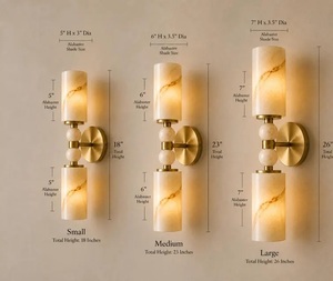 Applique murale moderne en laiton CH avec cylindre en marbre, éclairage intérieur pour entrée et décoration intérieure - Product Image 4