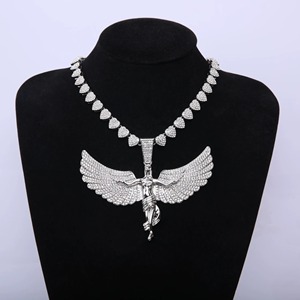 Luxury Moissanite Winged Christ Pendant 925 Silver Rhodium Plated Micro Pave Hip Hop Religious Jewelry Christian Faith Pendant - Product Image 1