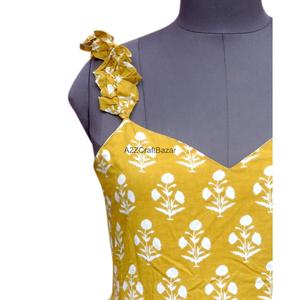 Vestido de Mujer de Algodón de Primera Calidad con Estampado de Bloques, sin Mangas, para Coser, Largo, Informal, para Fiesta - Product Image 3