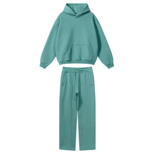 Conjunto de Sudadera con Capucha y Pantalones Deportivos Unisex, 100% Algodón, Grueso, de Alta Calidad, Informal, Tejido de Felpa, Ropa Deportiva de Invierno, Transpirable, Color Sólido - Product Image 3