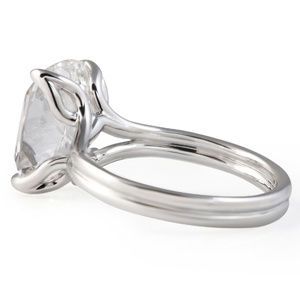 Elongated <b>Cushion</b> Cut Engagement <b>Ring</b> 18K White Gold Double Claw Prong Lab Created Diamond Solitaire <b>Ring</b> Split Band Fine <b>Ring</b> - Product Image 5