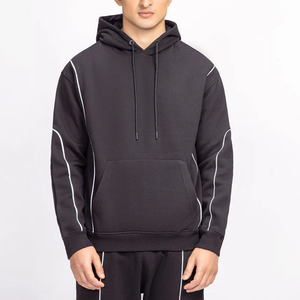 Conjunto Deportivo Premium Unisex de Invierno, Casual, con Capucha y Ribete Estampado, Logotipo Personalizado, Ropa Deportiva para Gimnasio, Entrenamiento, 2 Piezas - Product Image 2