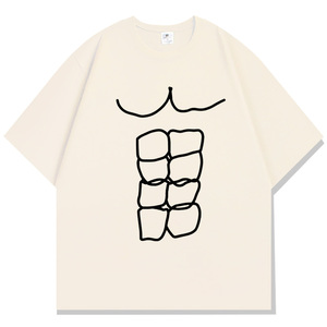 Camiseta Unisex Divertida con Gráfico de Six Pack Falso, Diseño de Músculos, Manga Corta, Cuello Redondo, Informal - Product Image 5