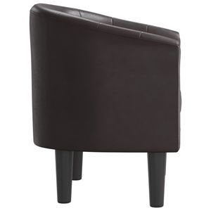 Fauteuil en similicuir brun moyen avec structure en contreplaqué de pin et éléments en plastique pour salon - Product Image 4