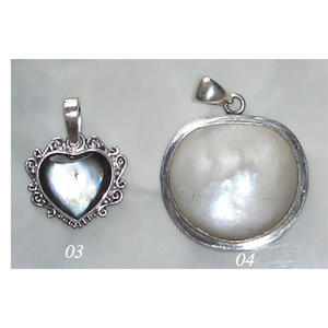 จี้เงินรูปเปลือกหอยประดับมุก ลายเปลือกหอย สีเงินขาว ขนาด 20x15 มม./35 มม.x28 มม. - Product Image 1