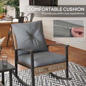 Sedie a Dondolo in Rattan, Eleganti Mobili da Giardino per Comfort e Relax all'Aperto - Product Image 6