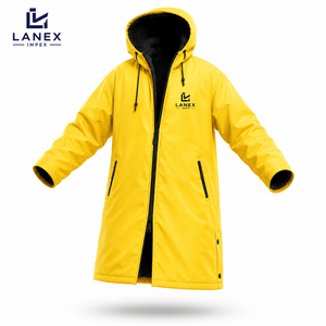 Custom Kids Waterproof Swim Parka Jacket with Hood | Windproof Fleece Lined Changing Robe Long <b>Coat</b> for Swimming Surfing & <b>Beach</b> - Product Image 2