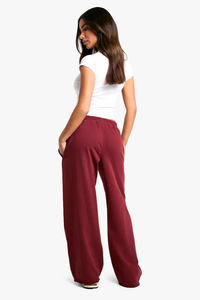 Pantalones deportivos de pierna recta para mujer, talla pequeña, color burdeos, con eslogan, de felpa suave, 100% algodón, con cordón de ajuste, ideales para invierno, de gran demanda. - Product Image 2