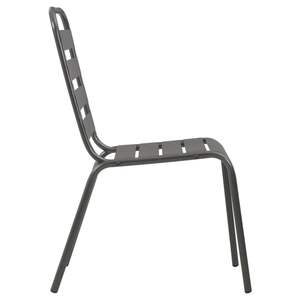 Chaises de patio en acier à lattes gris foncé, 4 pièces, ensemble de mobilier d'extérieur élégant - Product Image 4