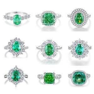 Bague en argent sterling 925 avec diamant vert à haute teneur en carbone, bijoux fins pour femmes, cadeau - Product Image 6