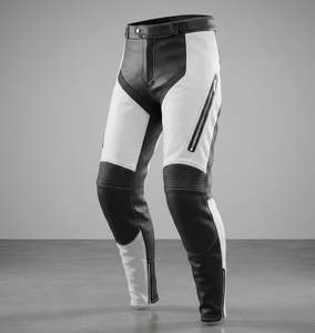 Pantalon de moto en cuir de vachette blanc pour la course - Product Image 2