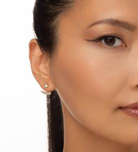 14K Gold Lab Grown Diamond Ear Jacket Stud Earring Set Adjustable Minimalist <b>Wedding</b> Elegant Jewelry for Women <b>Gift</b> - Product Image 6