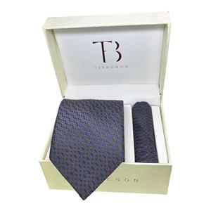 Blue Gold Pattern <b>Tie</b> and Pocket Square <b>Set</b> for Men | Formal Business, Wedding, Necktie Gift Combo | OEM Bulk Supply India 2026 - Product Image 4