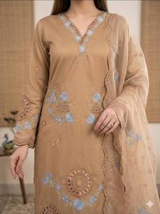 New Designer Party Wear <b>Top</b> And Pant Plazzo With Fancy Duppata And Embroidery Work - Product Image 3