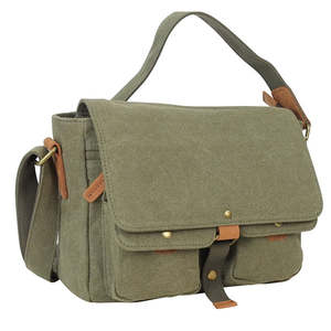 Sac messager vintage en toile à motif géométrique, avec boutons décoratifs, chaînes, bandoulière amovible, fermeture éclair, haute qualité, usage quotidien - Product Image 2