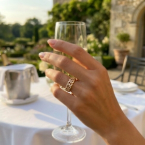 Anillo RCK Global Cuban Link con Moissanita VVS1, Plata de Ley 925 y Oro de 10k, Cadena Iced Out, Pasa Prueba de Diamantes, Unisex - Product Image 5
