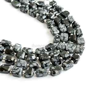 Cuentas facetadas de obsidiana natural con forma de copo de nieve de 7x9 a 8x11 mm, cuentas sueltas de obsidiana para la fabricación de joyas y manualidades, 8 pulgadas. - Product Image 6