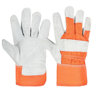Guantes de Trabajo de Soldadura de Cuero Vacuno de Primera Calidad con Logotipo Personalizado, Palma de Cuero Vacuno Dividido, Dorso de Tela Twill y Puño Reforzado con Goma - Product Image 1